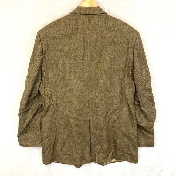 Chaps Ralph Lauren 100% Lambswool Tweed Blazer Mens 44L Sports Jacket Tan Green - Picture 2 of 16